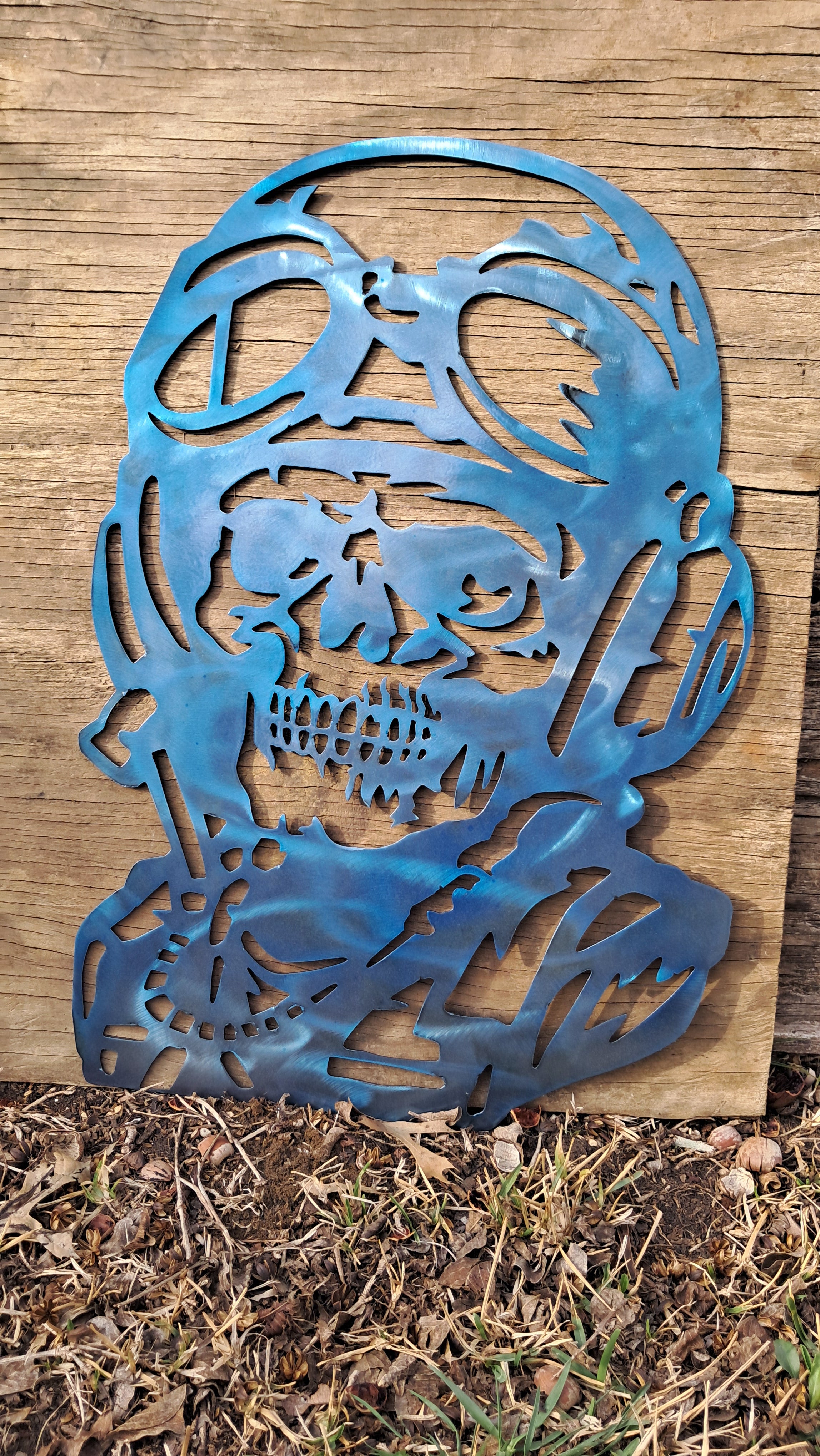 Aviator skull metal wall art 22"H x 15"W Free Shipping